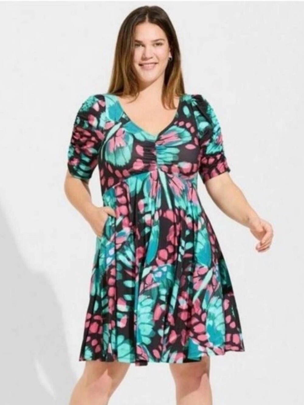 Torrid Mini Studio Knit Cinch Front Skater Dress
